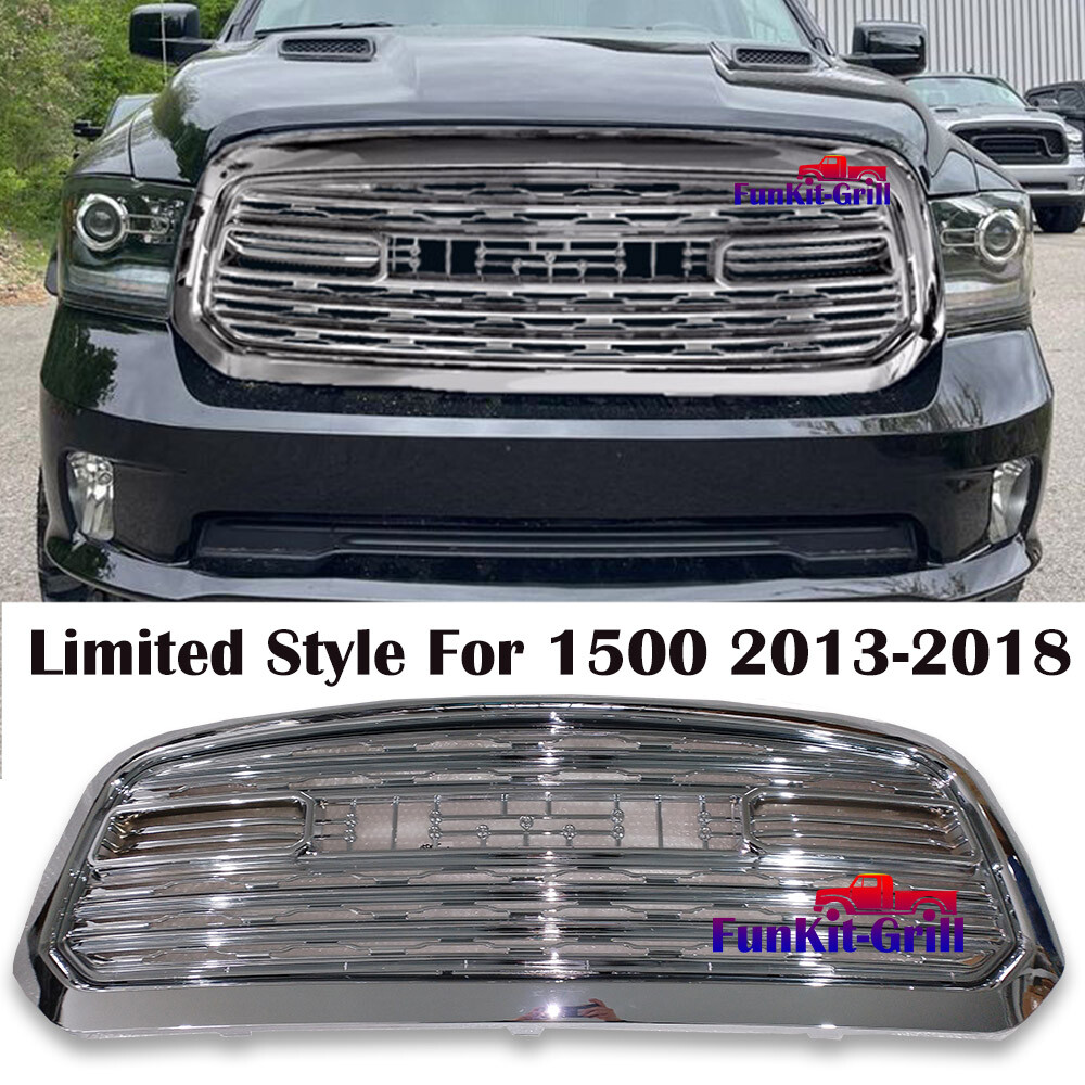 2013-2018 Dodge Ram 1500 Chrome Limited Style Front Hood Bumper Grille