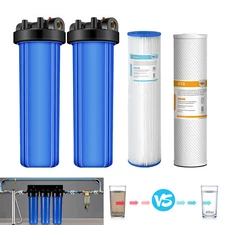 2-Stage 20 Inch Big Blue Whole House Water Filter Housing PP Sediment CTO Carbon