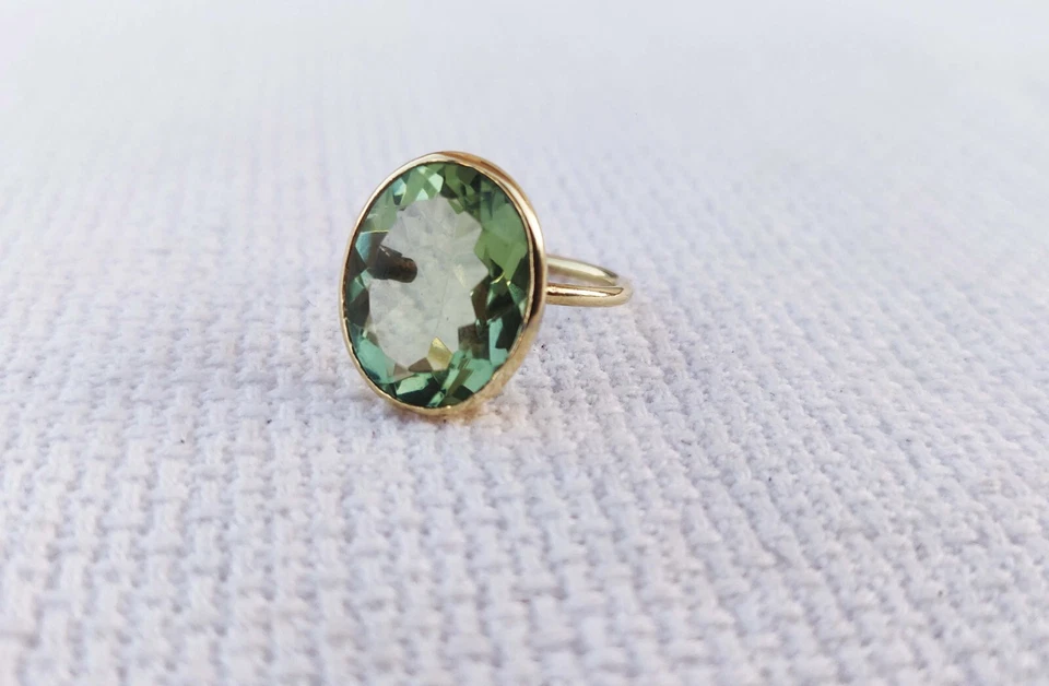 Green Tourmaline Quartz Ring 925Sterling Silver Fine Ring Boho Ring Gift For Her - Image 2 of 4