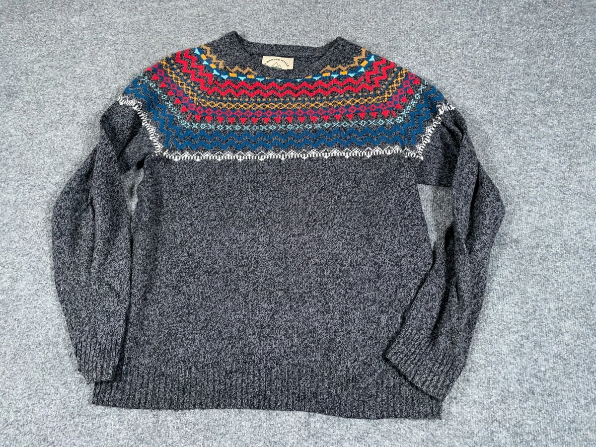 Retro Fair Isle Pattern Sweater Adult Medium Gray Geometric Knit Ski  Ou0026#039;Hanlon | eBay
