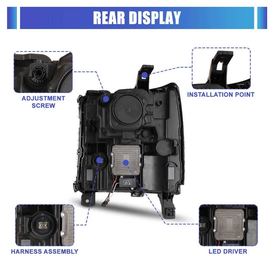 Flaw Headlights For 2016-2018 Chevy Silverado 1500 LED Sequential Projector Lamp - Image 4 of 4