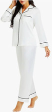 BRIDAL PJS WHITE Women's Silk Satin Pajama Set -   Great Bride Gift Idea  