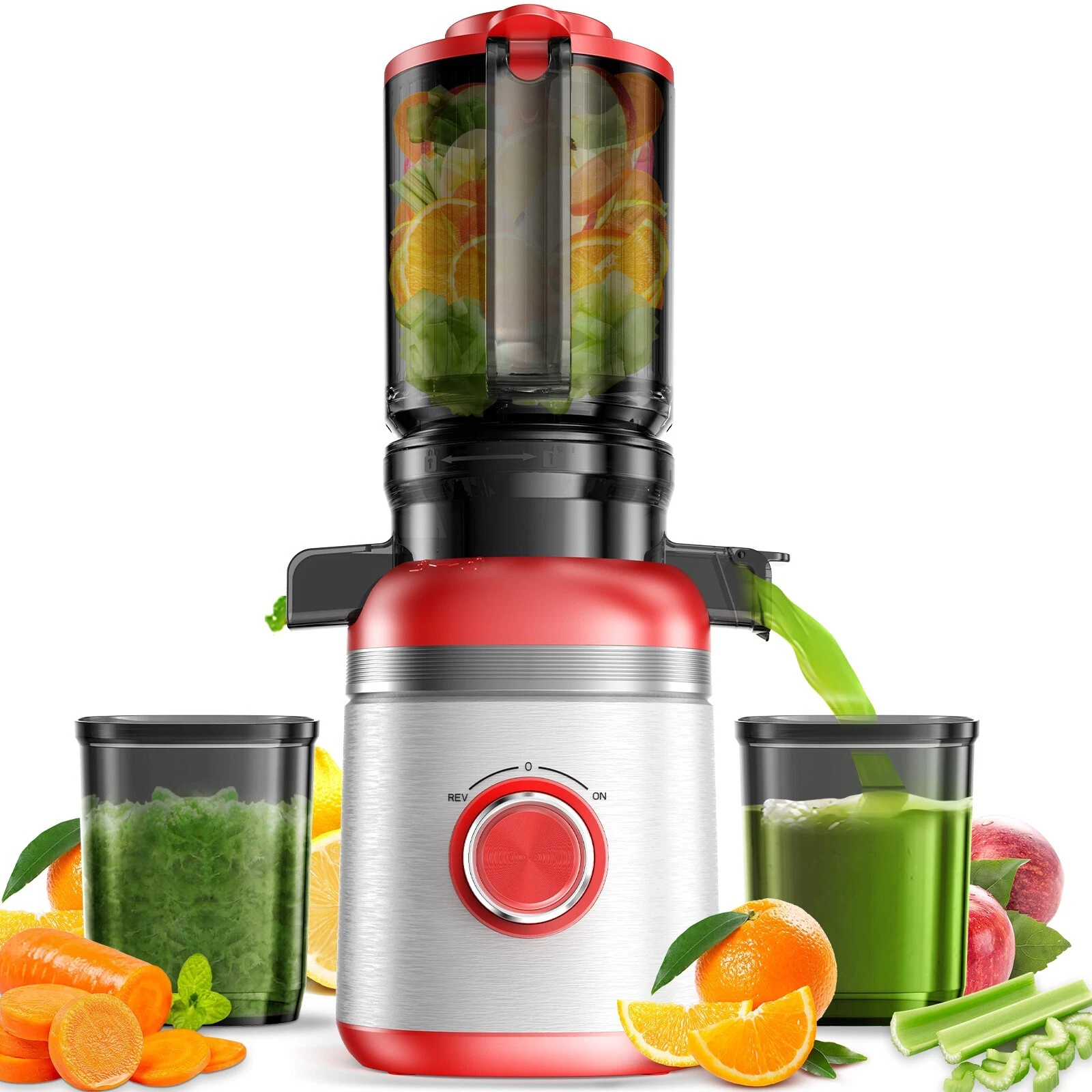 Juicer Machines Cold Press Juicer, Powerful Slow Juicer Ultra Quiet Easy Clean