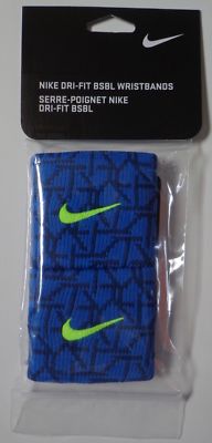 Nike DRI-FIT Baseball Graphic Print Wristbands Game Royal/Volt One Pair