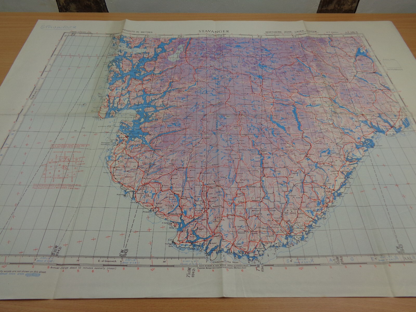 WW2 RAF map "STAVANGER" + TELEMARK HEAVY WATER SITE (WING COMMANDER