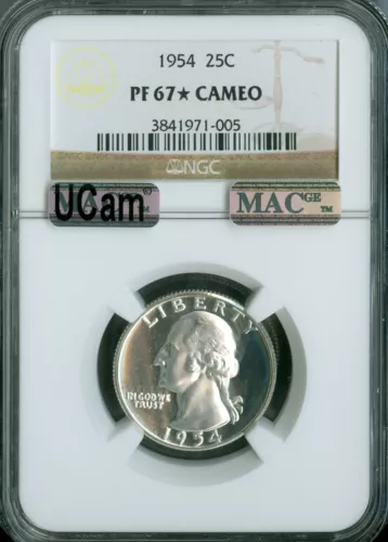 1954 WASHINMGTON QUARTER NGC MAC PF67 * STAR UCam PQ RARE POP 13 .