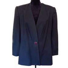Vintage 80s SASSON Black Women s Blazer Single Button Sz 14P