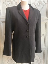 Vintage Viyella Jacket- 1990s Ladies Long, Riding Style- Navy & Grey Size Uk 14
