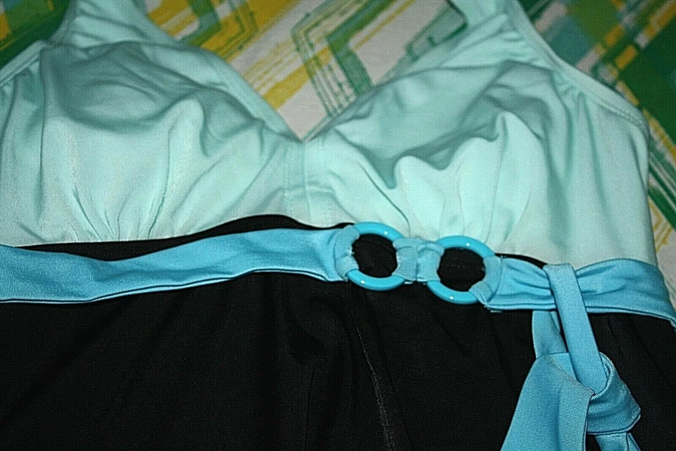 New Fashion Bug Swimsuit Womens size 8 Blue One-Piece Blue Black Retail $54 -R-9 - Image 3 of 4