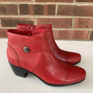 clarks red ankle boots