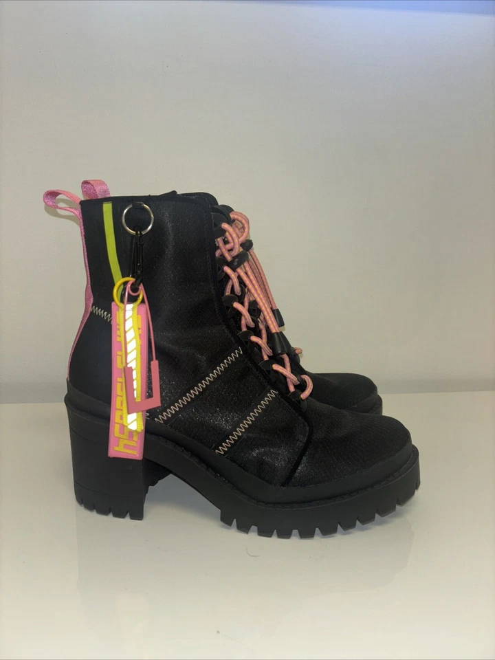 Steve Madden Mujer’s Talla 8 Betamax Negro Neón Senderismo Combate Bota Años 90 Y2K Grunge Foto 2 de 4