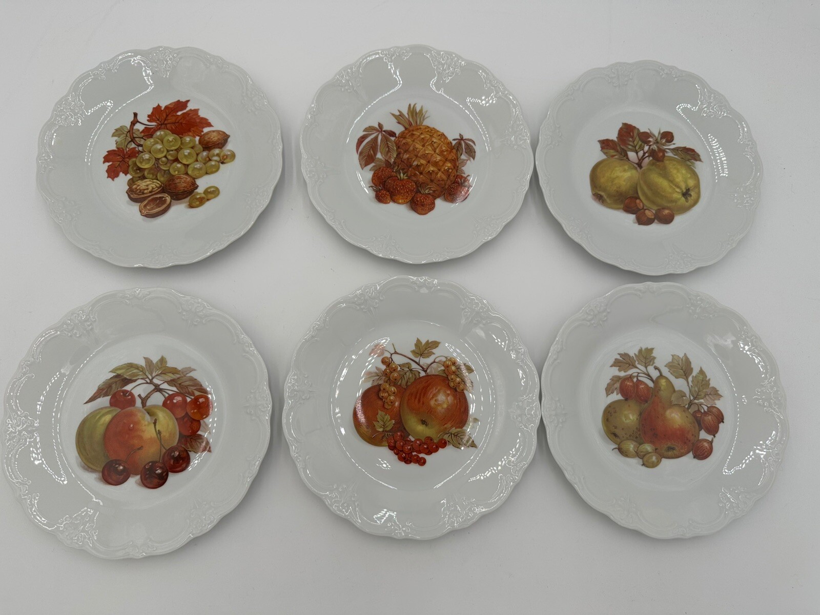 Set of SIX Tirschenreuth Bavaria Hutschenreuther Harvest Fruit Plates Germany