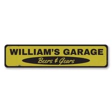 Garage Beers & Gears Sign, Personalized Mechanic Name Metal Decor Sign