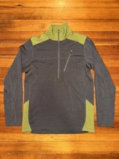 Ibex 1/4 Zip Pullover Sweater Lightweight Wool Grey Green Sz M Men’s