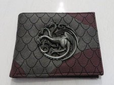 House Of The Dragon Targaryen Fire  Ice Metal Logo Mixed Material Bifold Wallet