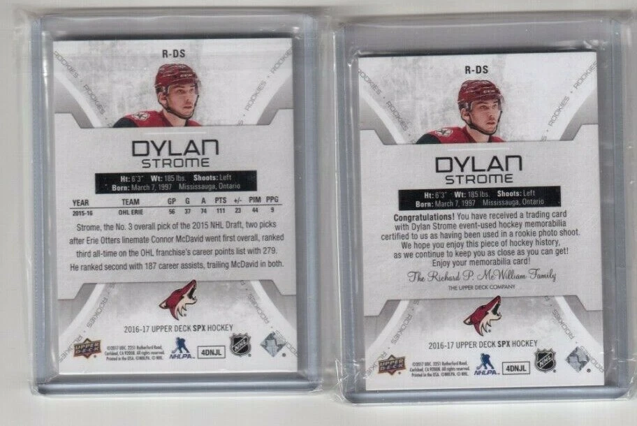 2016-17 SPX Rookie Cards # R-DS Dylan Strome Arizona Coyotes 259/399 & 202/235 - Image 2 of 2