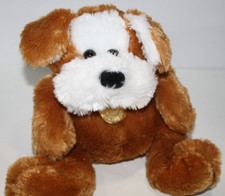Dan Dee Brown White Ears Face Puppy Dog 12" Plush Sits Stuffed Soft Cuddly MTY