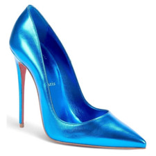 Christian Louboutin So Kate 120 pointed toe Metallic Blue pumps Heels 37
