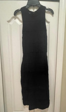 Bebe Black Knit Sweater Bodycon Knee Length Dress Stretch Women's Size S-Fast