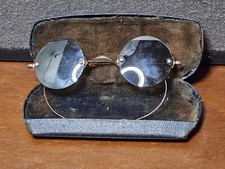Antique Sunglasses Dark Round Glass Non-Prescription Lenses