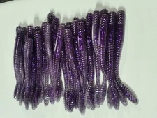 3.5 IN Paddle Tail (SMOKE PURPLE FLK) -drop shot/Finesse Worms-HEAVY GARLIC 30CT