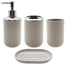 WBJKZJD Bathroom Accessory Set, 4 pcs Black, White, Beige, Grey