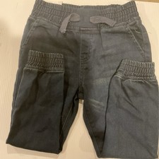 Boys Slim Fit Jogger Pants Dark Blue Drawstring Elastic Waist Casual