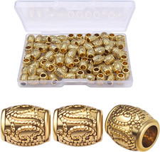 Metal Spacer Beads, 100Pcs Large Hole Column Tube Beads Loose Rondelle Alloy