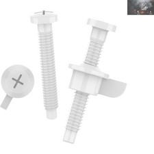 Compact Toilet Seat Replacement Set: Self-Locking White Plastic, 2.7", Easy Fit