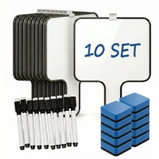 10 Sets Mini 8"x10" DoubleSided Whiteboards Dry Erase Markers Erasers Holders
