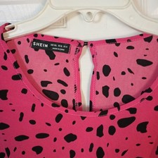 SHEIN Pink Black Animal Print Knee Length Dress Tie Belted XXL Women's