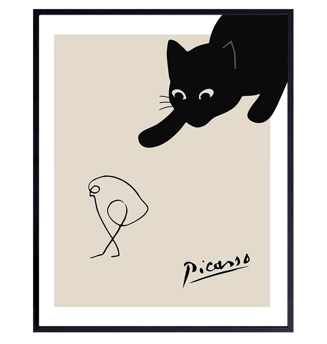 Pablo Picasso Wall Art - Black cat Home Decor - Cat Wall Art - Picasso Poster...