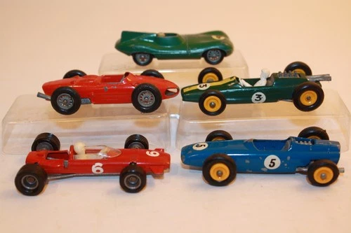 5 Vintage Matchbox Lesney / Efsi 1960's Race Cars FERRARI / LOTUS / JAGUAR