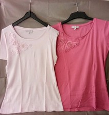 2 Damen-T-Shirts Dunkel und Hell In Rosa Gr. ...