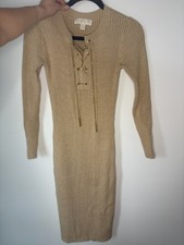 Michael Kors Women's Brown Sweater Dress Midi Length Size XS