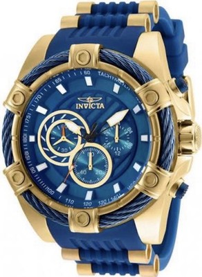 Invicta Bolt Men's Blue/Gold Chronograph Watch 52mm Rare Discontinued Model NIB