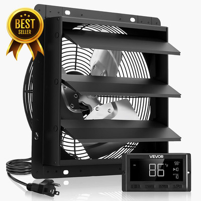 10in Wall Exhaust Fan Vent 1000CFM Variable Speed Temp Humidity Control Shutter