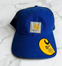 Carhartt Trucker Hat Blue Mesh Snapback Cap Logo Patch Adjustable Workwear