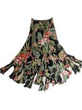 Vtg 90s Dark Floral Hanky Loose Panels Hem Boho Whimsigoth Grunge Resort Skirt L