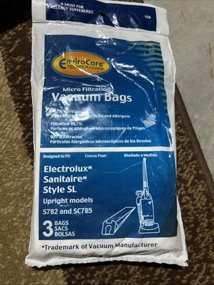 3 Vacuum Bags ELECTROLUX SANITAIRE Style SL Upright Series S782 & SC785 Part 156