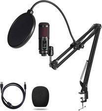 Professional USB microphone set for podcasting, PC 192kHz/24-bit condenser...