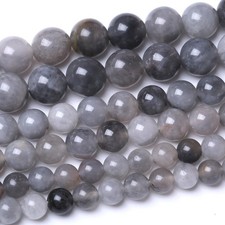 45PCS 8MM Natural Grey Crystal Beads Round Loose Stone Beads for Jewelry Maki...