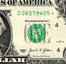 2021 D Star note  1 dollar bill Regular Run