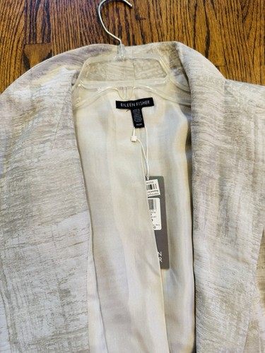 New Eileen Fisher Textured 100% Silk Funnel Neck Jacket Size Medium Retail $378 - Picture 3 of 4