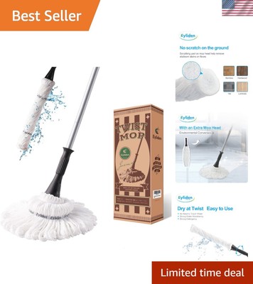 Microfiber Twist Mop with Self Wringing Handle 57.5 Inch for Floor Cleaning
