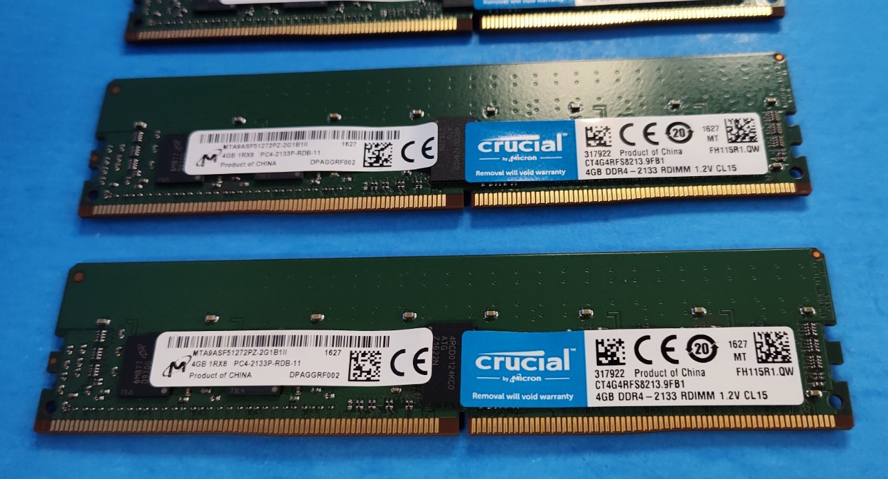 как выглядит Crucial Micron 16GB 4x4GB PC4-2133P DDR4 Registered ECC RDIMM Server Memory фото