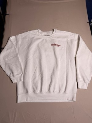 Vintage Budweiser Eagle Sweatshirt White Crewneck Large Brew City Beer Graphic