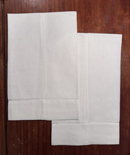 Pair of 2 Vintage Linen Tea Towels with Drawn Work