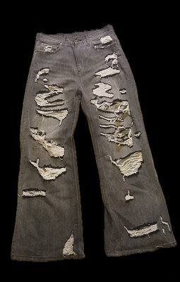 Handmade Rust Black Battle Denim Jeans 32