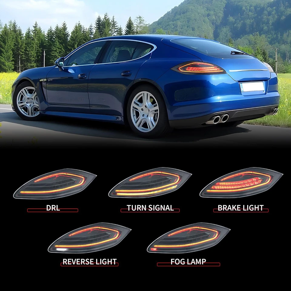 For 2010-2013 Porsche Panamera 970.1 Smoke Black LED Rear Tail Lights Brake Lamp - Image 3 of 4